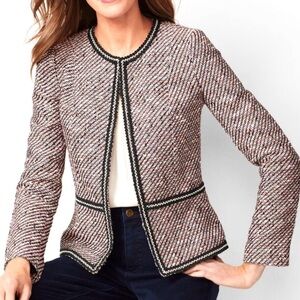 Talbots Grosgrain-Trim Tweed Jacket Blazer Women’s 16W Multicolored Classy